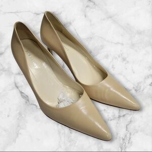 Vintage BURBERRY Classic Nude Pointed Toe Pumps Heels 36.5 65mm